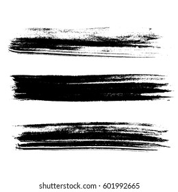 Set of ink vector brush strokes. Vector illustration. Grunge hand drawn watercolor texture