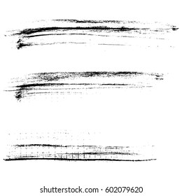 Set of ink vector brush strokes. Vector illustration. Grunge hand drawn watercolor texture
