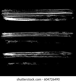 Set of ink vector brush strokes. Vector illustration. Grunge hand drawn watercolor texture.