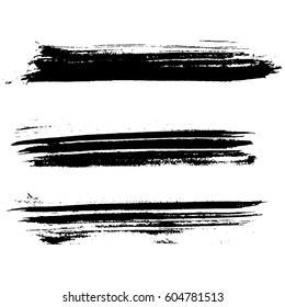 Set of ink vector brush strokes. Vector illustration. Grunge hand drawn watercolor texture.