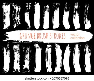Set of ink vector stains. Grunge brush collection