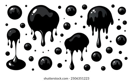 A set of ink volumetric blots for abstract backgrounds and textures. Vector illustration.