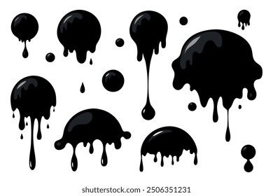 A set of ink volumetric blots for abstract backgrounds and textures. Vector illustration.