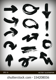 Set of ink watercolor objects for your design. Vector illustration