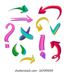 Set of ink watercolor objects for your design. Vector illustration