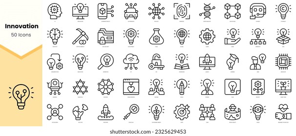 Set of innovation Icons. Simple line art style icons pack. Vector illustration