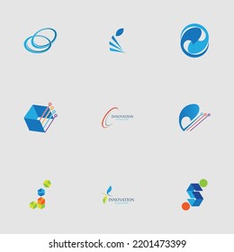 set of Innovation and technology company abstract vector logo template
