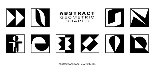 A set of innovative abstract geometric shapes with a dynamic design style. Perfect for modern art projects, digital compositions, and unique design elements.