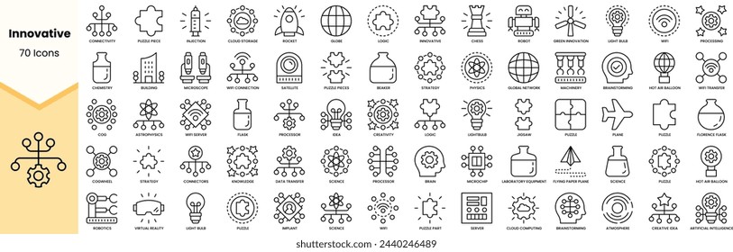 Set of innovative icons. Simple line art style icons pack. Vector illustration