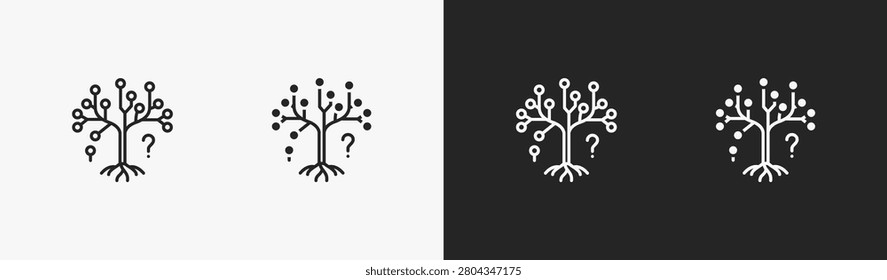 Set of inquire icon in black and white collection