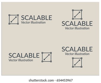A set of inscriptions describing a scalable vector illustration and a corresponding icon. This can be used to symbolize the type of your graphic work. Four variants of text and sign placement.