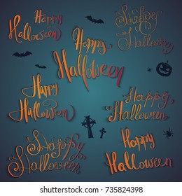 Set of inscriptions "Happy Halloween" 