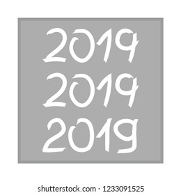 A set of inscriptions. Happy New Year 2019. Vector illustration.