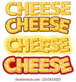 Set of inscriptions of the word cheese lettering