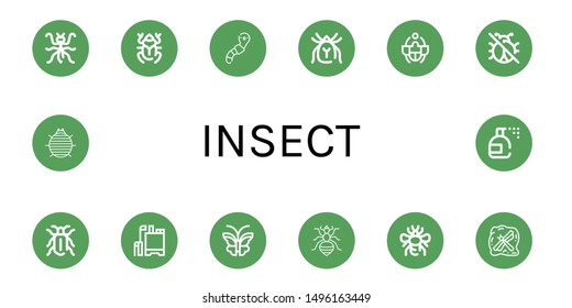 Set of insect icons such as Mantis, Beetle, Worm, Mite, No insects, Pesticide, Butterfly, Louse, Bumblebee, Insect, Woodlouse, Insecticide , insect