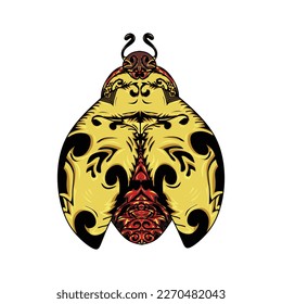 set of insect ladybug vector logo, icon, isolated on white background. animal, insect, fly, bug, ladybug, wing, yellow, red, black, white, sticker, clipart, simple, flat, vector illustration