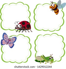 Set of insect note template illustration