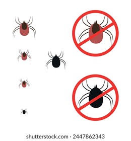 Set von Insektenparasiten Milben. Warnzeichen von FSME.Impfung .