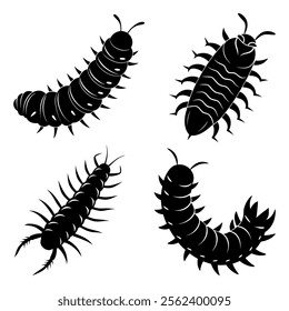 Set of Insect Silhouette Vector Illustration