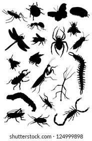 Set of insect silhouettes