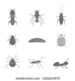 Set of insect silhouettes. Vector illustration.