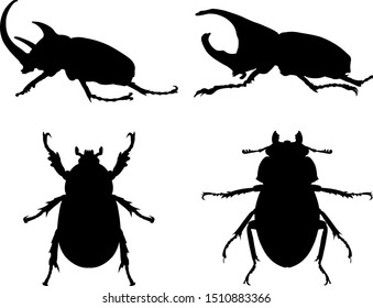 Set of insect silouettes isolated on white. Vector illustration isolated on white