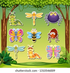 Set of insect sticker illustration