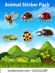 Set of insect sticker illustration