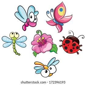 set of insect vector illustration on white background