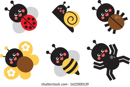 Set of insects. Butterfly, Snail, Beetle