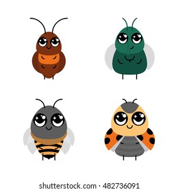 Set of insects on white background, Vector illustration