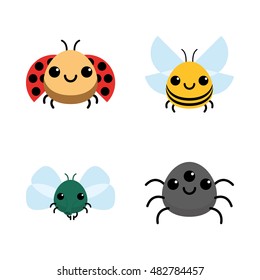 Set of insects on white background, Vector illustration