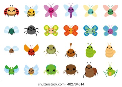 Set of insects on white background, Vector illustration