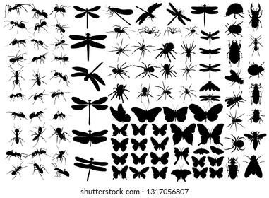 set of insects silhouettes