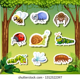 Reihe von Insektenaufklebern