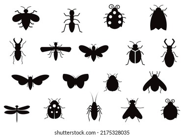 Set Of Insects Vector Silhouettes Collections