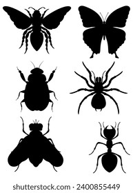 set insects wildlife animals vector illustration isolated on white background