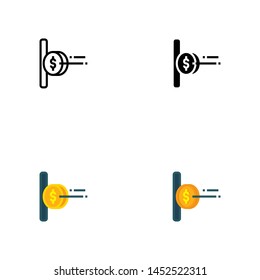 Set of insert coin icon. Vector illustration of insert coin outline, solid, colorline and flat icon design for web.