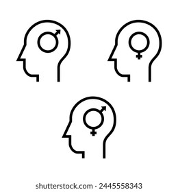 Set of Inside of human head. Gender, male and female Icon Vector Design Illustration.