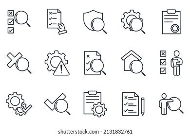 conjunto de plantillas de símbolos de elementos de inspección para la ilustración vectorial de la colección de diseño gráfico y web