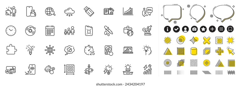 Set of Inspiration, Recovery hdd and Vinyl record line icons for web app. Design elements, Social media icons. Graph chart, Candlestick chart, Winner podium icons. Vector