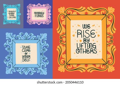 set of inspiration statements illustrations