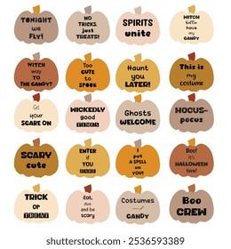 Set of inspirational Halloween quotes. Vector design elements. 
