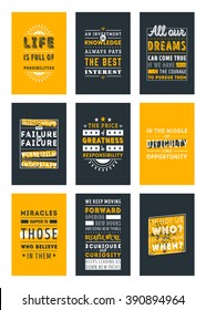 Set of Inspirational and Motivational Quotes Typographic Posters. Vector Illustration in Flat Style. Vector Quote. Poster Template