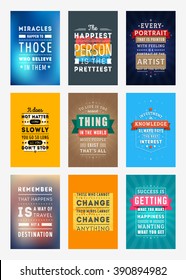 Set of Inspirational and Motivational Quotes Typographic Posters. Vector Illustration in Flat Style. Vector Quote. Poster Template