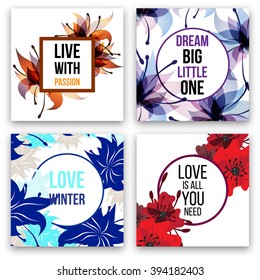 Set of inspirational posters. Quotes typographical posters, vector design. Motivational quotes for inspirational art.