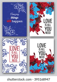 Set of inspirational posters. Quotes typographical posters, vector design. Motivational quotes for inspirational art.
