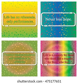 Set of Inspirational quote on geometrical ornament pattern. 
