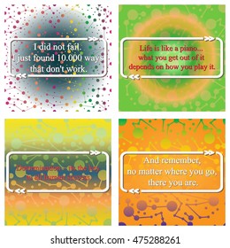 Set of Inspirational quote on geometrical ornament pattern. 