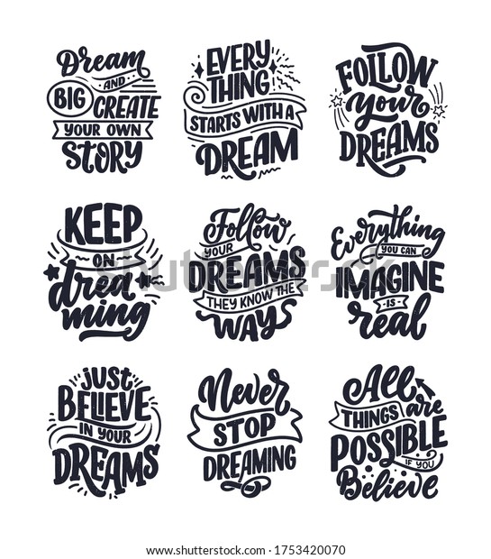 Set Inspirational Quotes About Dream Hand Stock Vector (Royalty Free ...